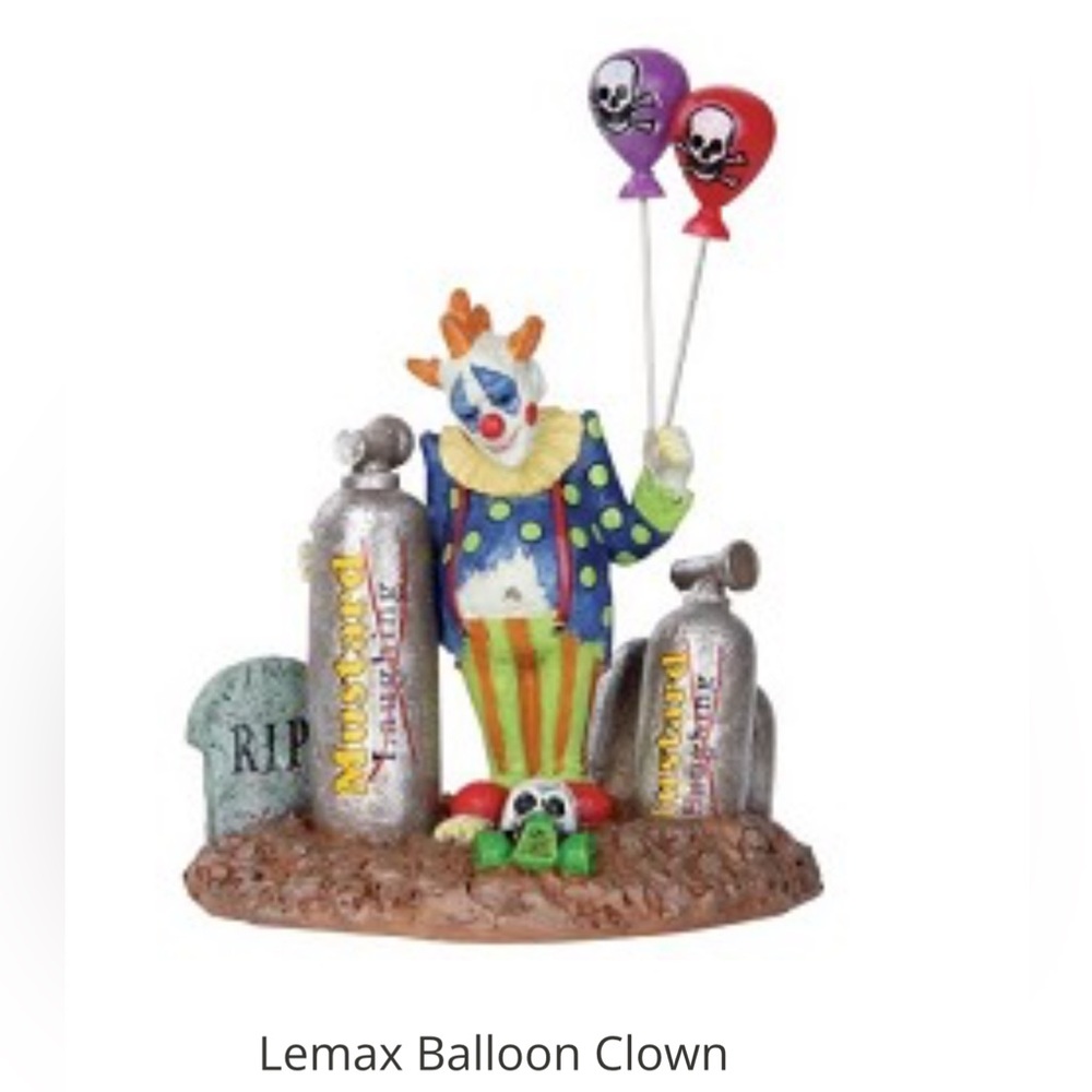 Lemax 2013 Balloon Clown Spooky Town #32103 Forlorn Upset Inflation Mustard RIP